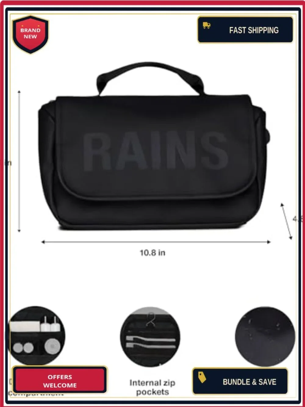 Waterproof PU Toiletry Travel Organizer with Multiple Compartments and Zip